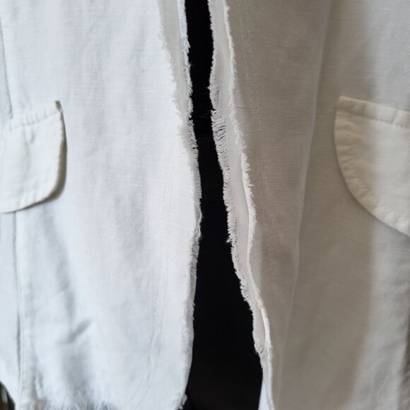 Frank Lyman White Linen Fringe Blazer New Women's Sz Medium - Picture 12 of 15